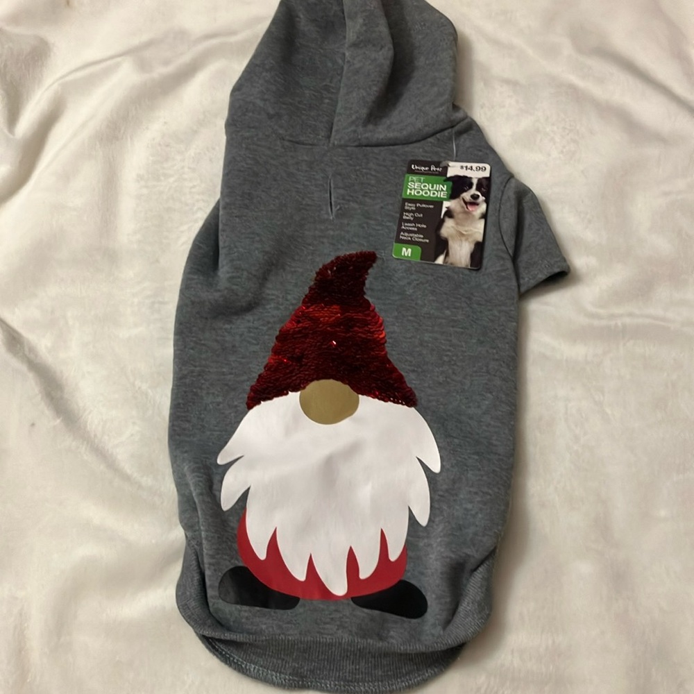 NWT Pet sequin hoodie.  Pullover. High cut belly. Leash Hole access adjustable